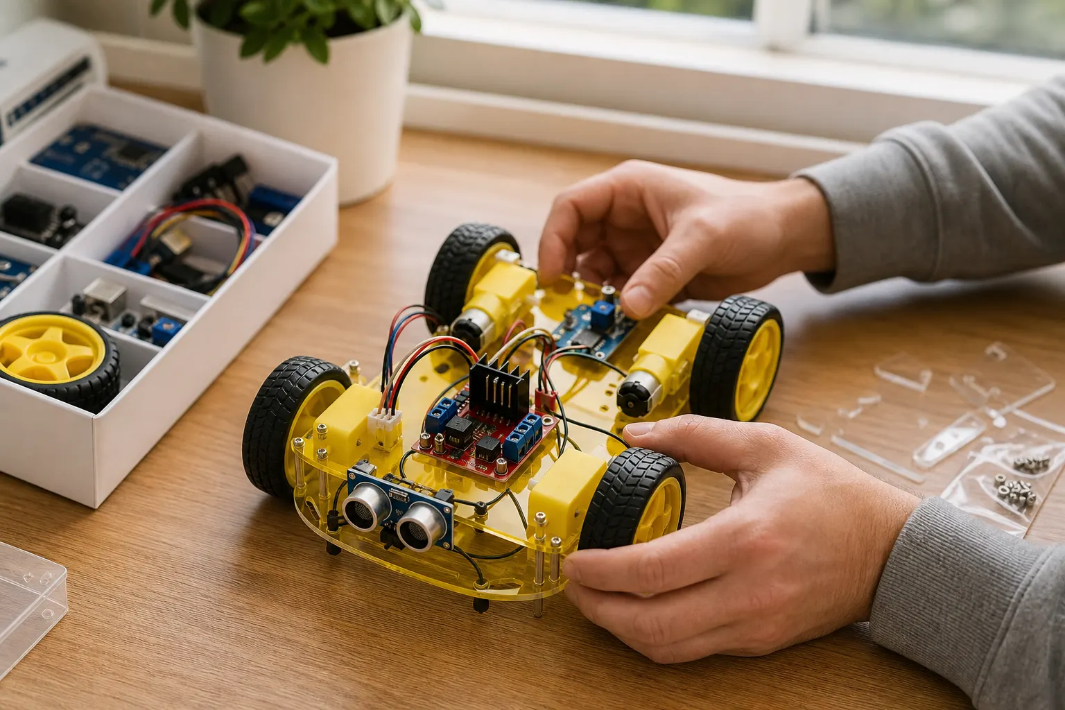 Bluetooth Robot Car Kit in use