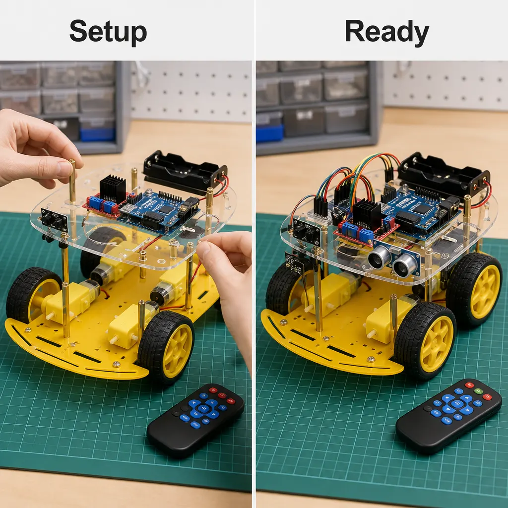 Bluetooth Robot Car Kit setup and use views
