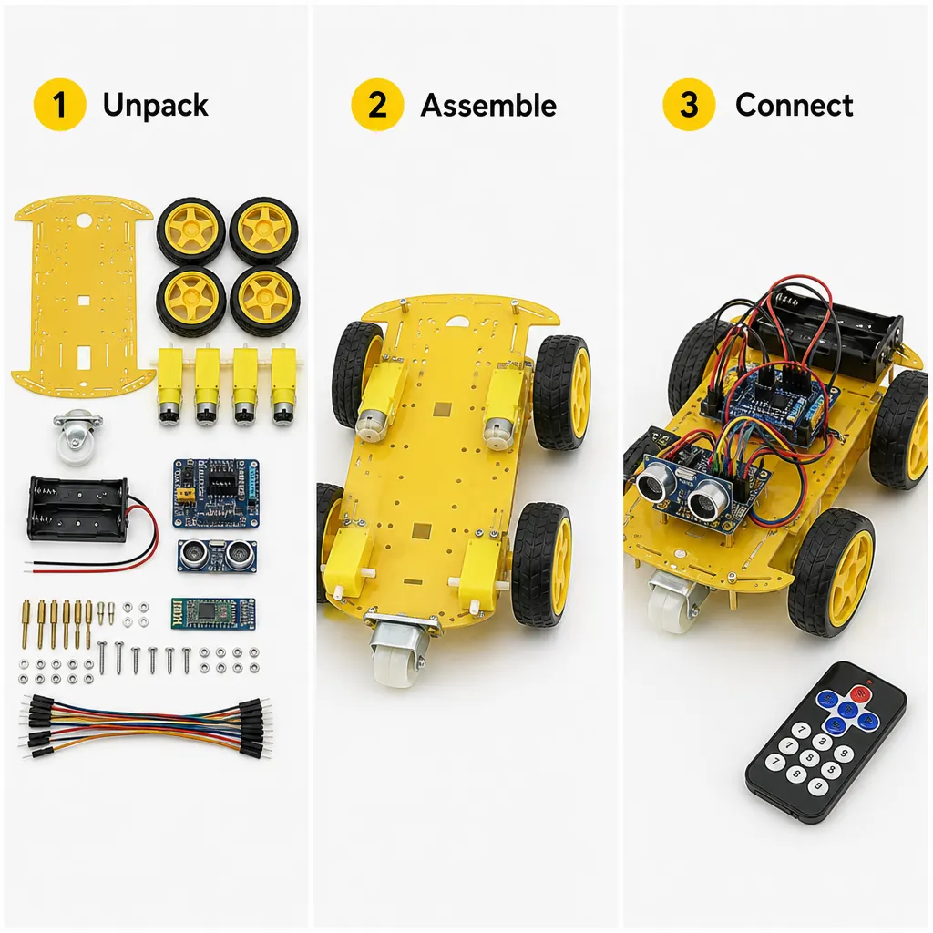 Bluetooth Robot Car Kit setup and use views